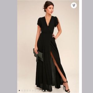 Heart of Marigold Black Wrap Maxi Dress